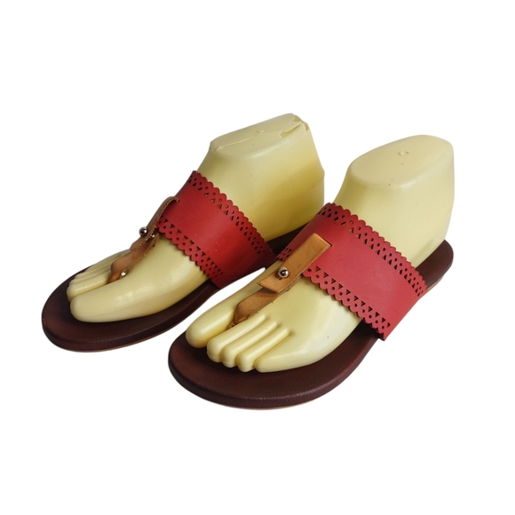 Relativity Shoes - Relativity Women's Red Faux Leather Slide Sandals Size 6